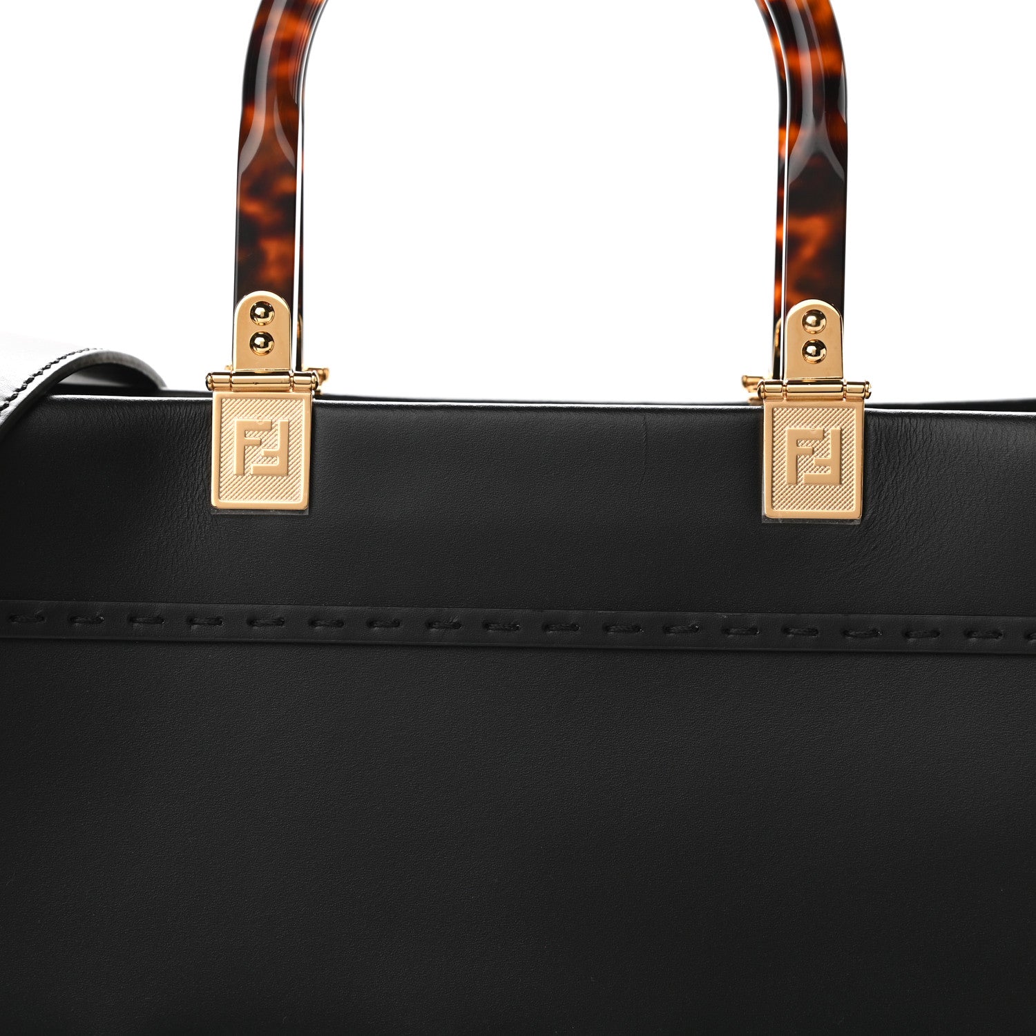 Fendi Vitello King Plexiglass Medium Fendi Sunshine Shopper Tote Black 8 of 10