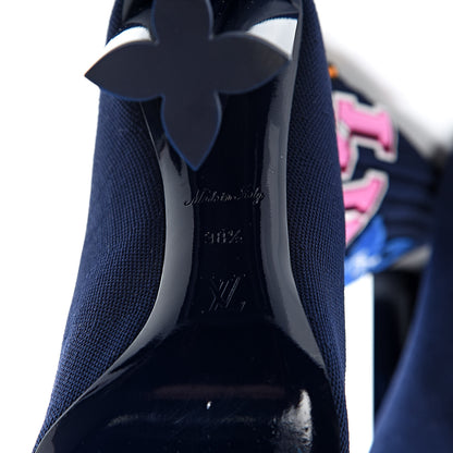 Louis Vuitton Stretch Fabric LV Black Heart Sock Ankle Boots 38.5 Marine 7 of 9