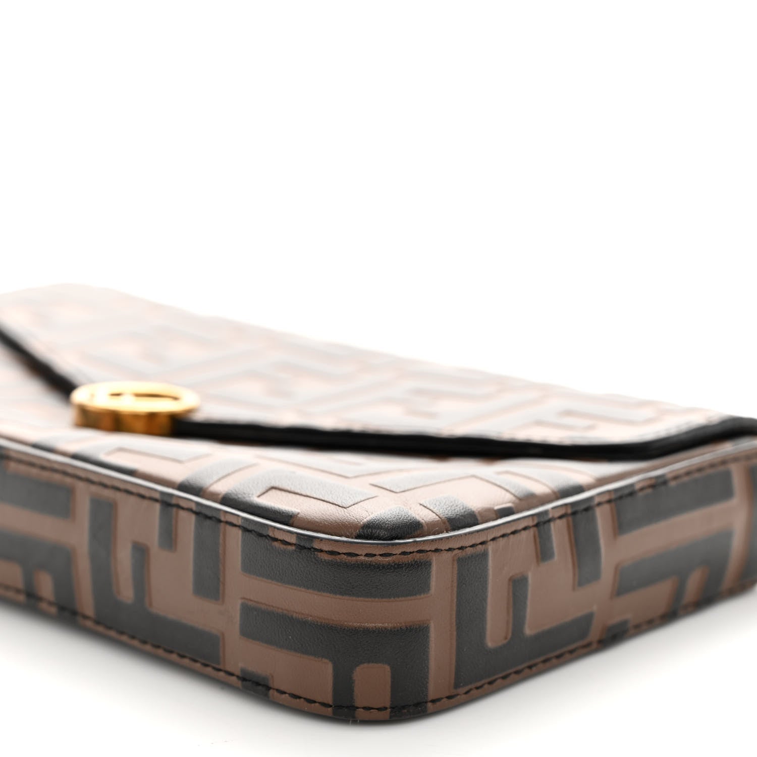 Fendi Vitello Soft F is Fendi Bi-Color FF 1974 Embossed Envelope Wallet On Chain with Pouches Maya Black 11 of 12