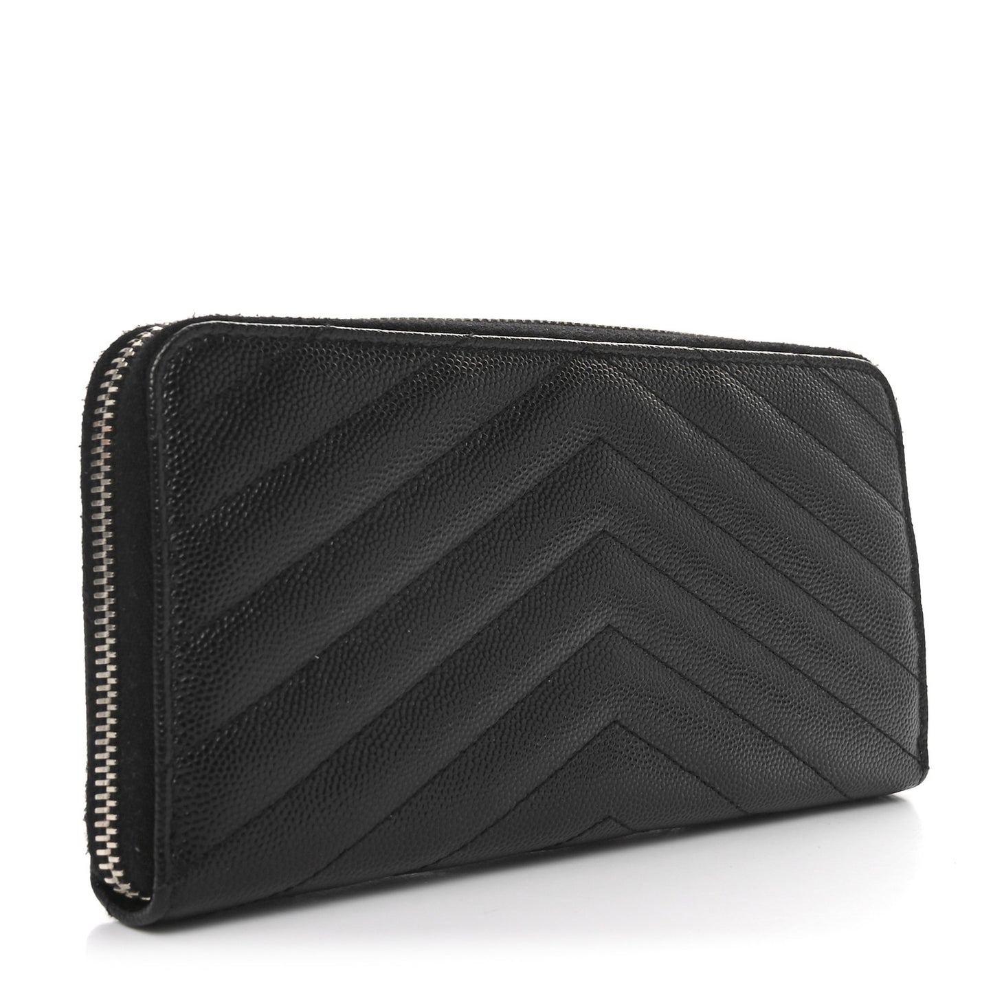 Grain De Poudre Matelasse Chevron Monogram Zip Around Wallet Black