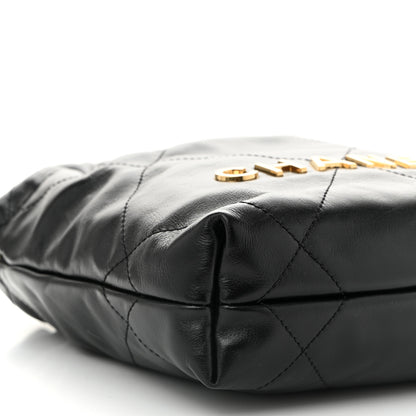 Chanel Shiny Calfskin Quilted Pearl CC Chain Mini Chanel 22 Black 9 of 10