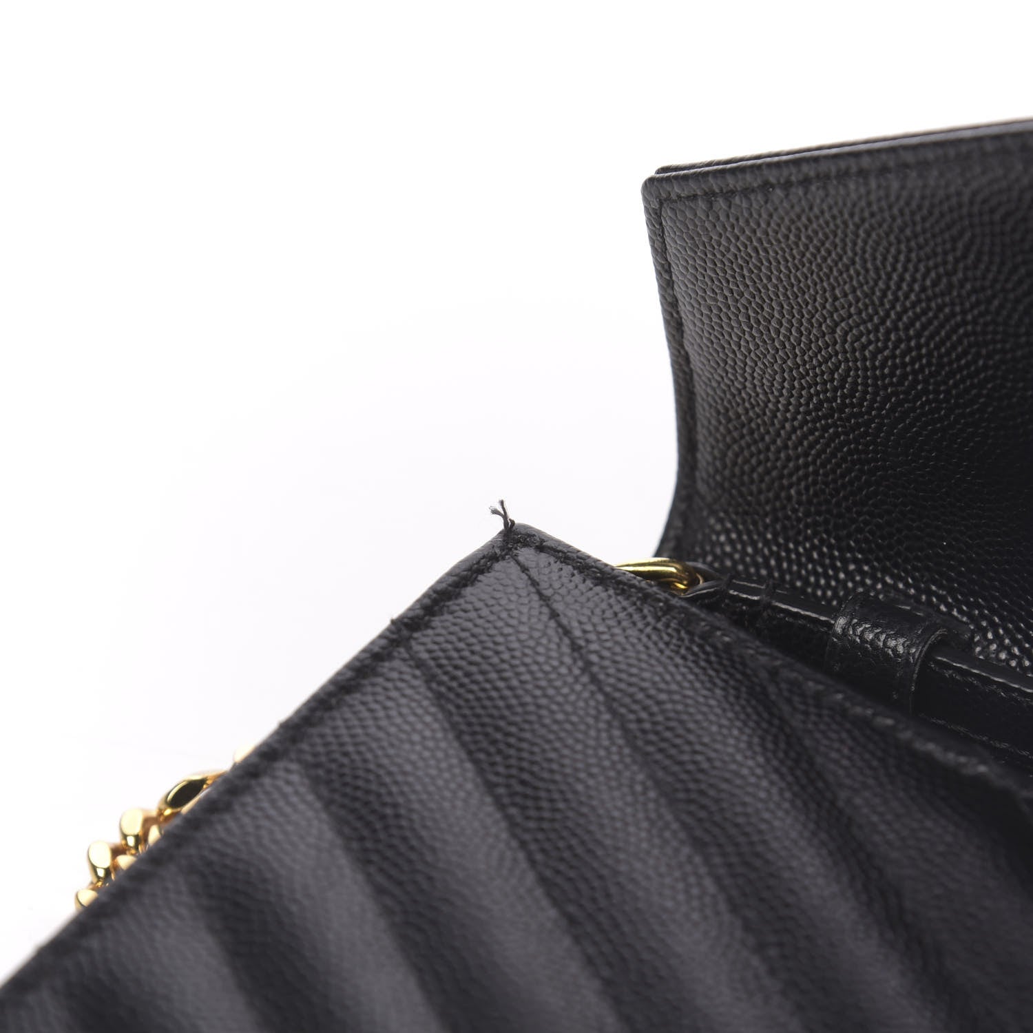 Saint Laurent Grain De Poudre Matelasse Chevron Monogram Chain Wallet Black 13 of 14
