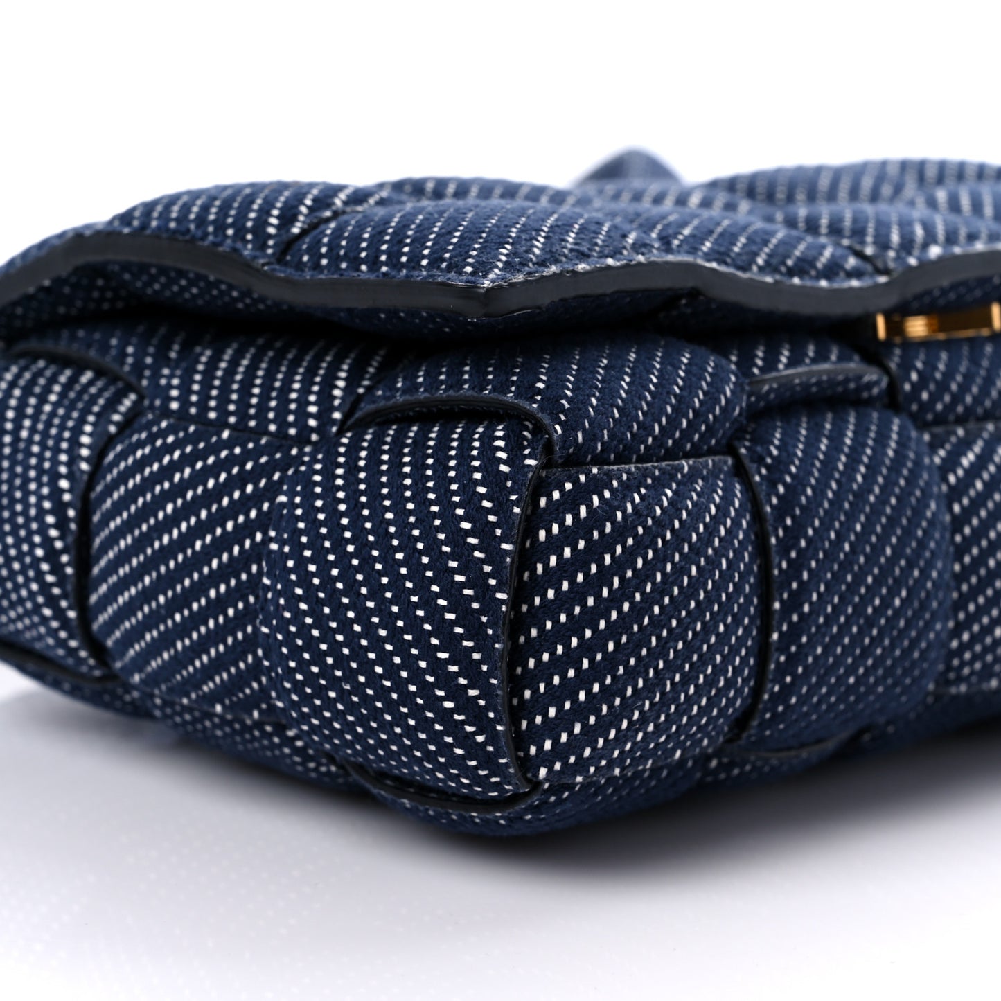 Denim Maxi Intrecciato Padded Cassette High Frequency Crossbody Bag Indigo