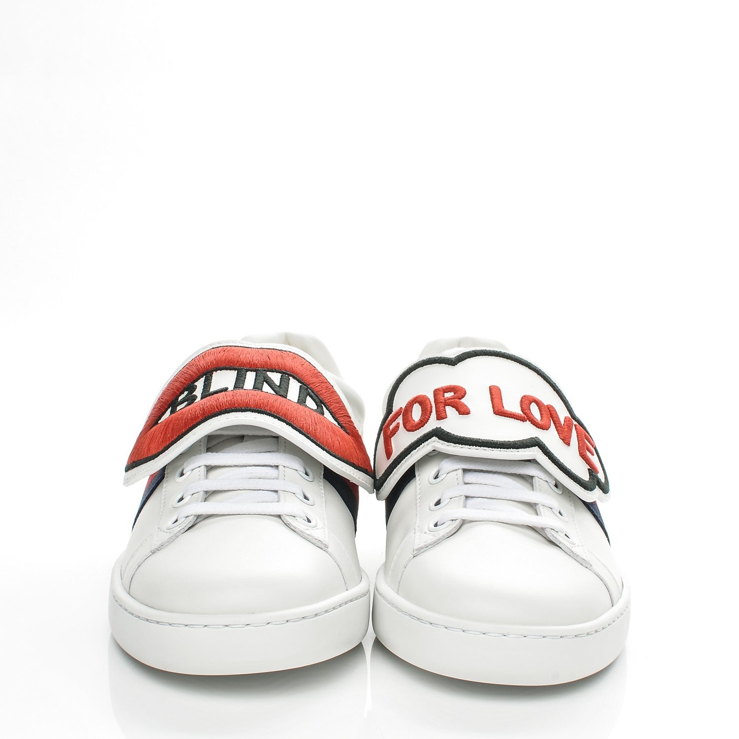Gucci Calfskin Ayers Blind For Love Embroidered Womens Ace Sneakers 36.5 White 2 of 11