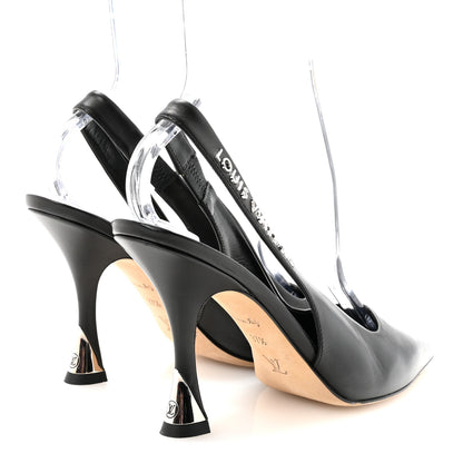 Louis Vuitton Calfskin Slingback Pumps 37.5 Black 5 of 9