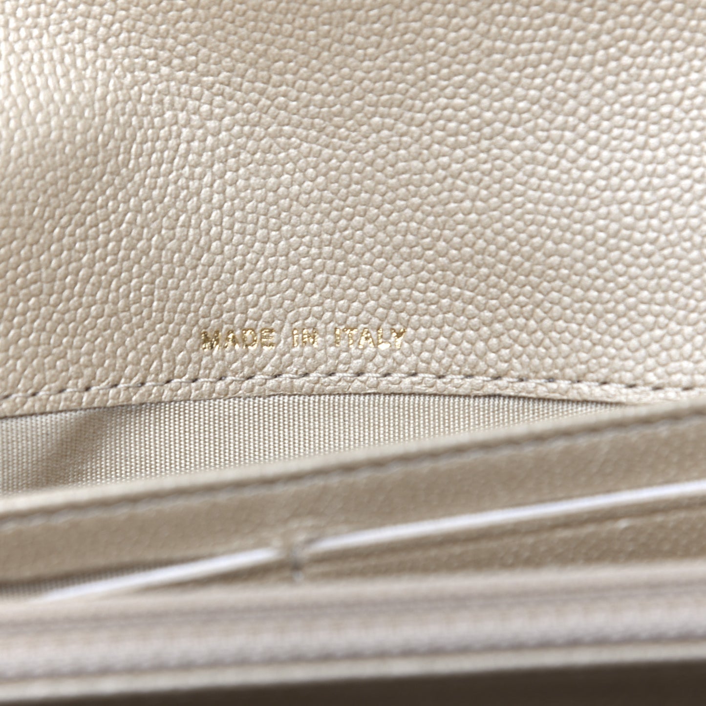 Metallic Caviar Quilted Large Boy Gusset Flap Wallet Gold