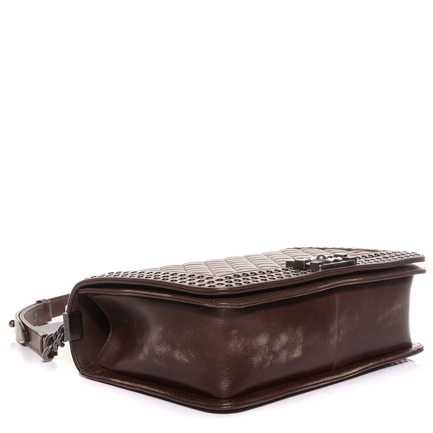 Chanel Faded Calfskin Studded Large Boy Flap Brown Beige 5 of 9