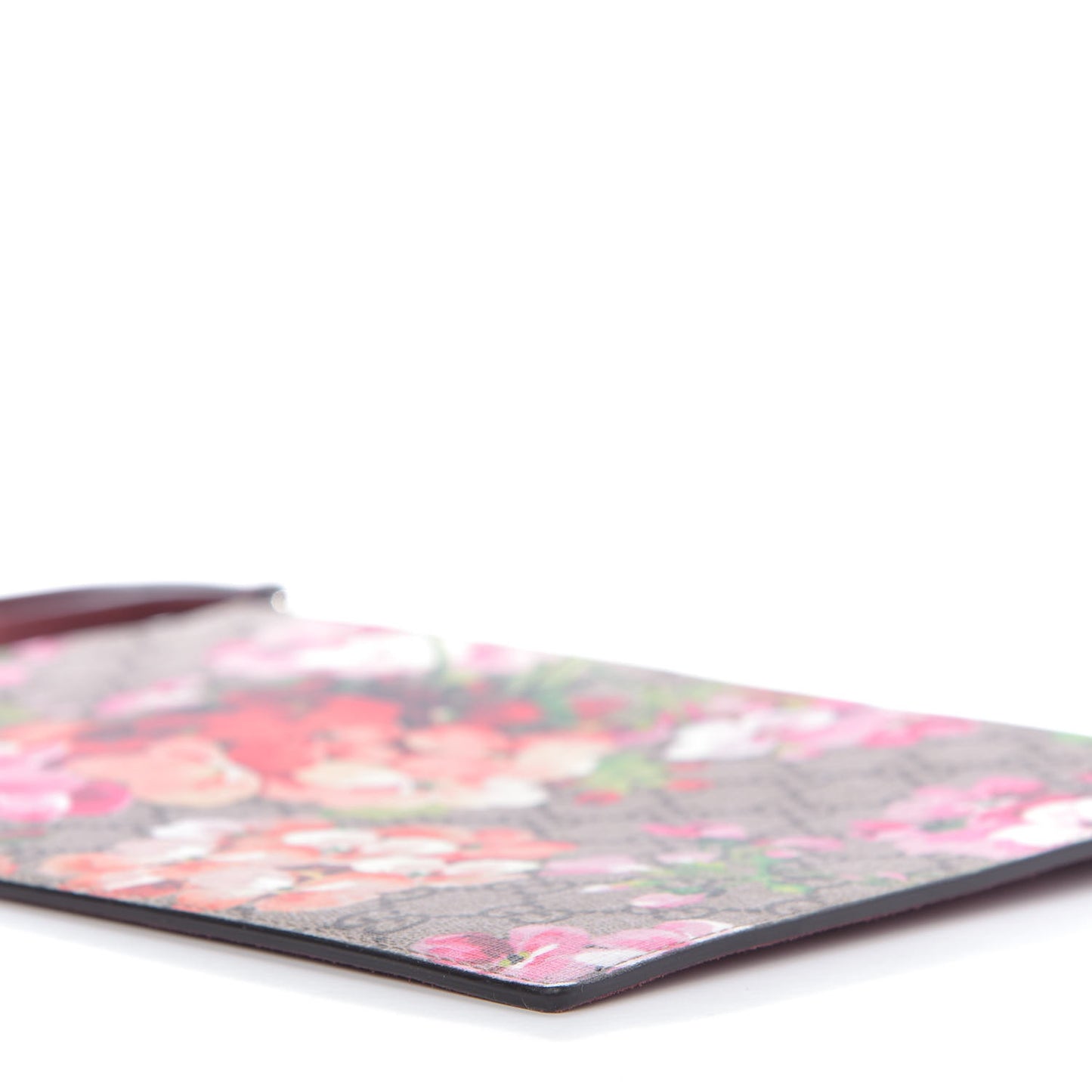 GG Supreme Monogram Blooms Suede Large Zip Pouch Beige Multicolor Dry Rose