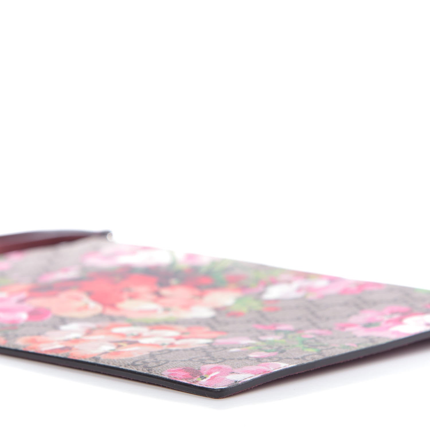 Gucci GG Supreme Monogram Blooms Suede Large Zip Pouch Beige Multicolor Dry Rose 7 of 8