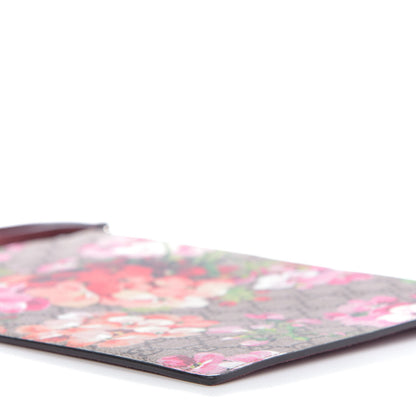 Gucci GG Supreme Monogram Blooms Suede Large Zip Pouch Beige Multicolor Dry Rose 7 of 8