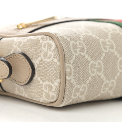 Gucci GG Supreme Monogram Textured Calfskin Web Mini Ophidia Shoulder Bag Beige Mystic White Oatmeal 9 of 11