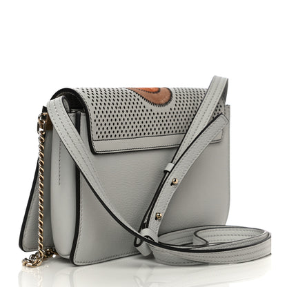 Chloe Calfskin Suede Paisley Patchwork Perforated Small Faye Shoulder Bag Airy Grey 2 of 11