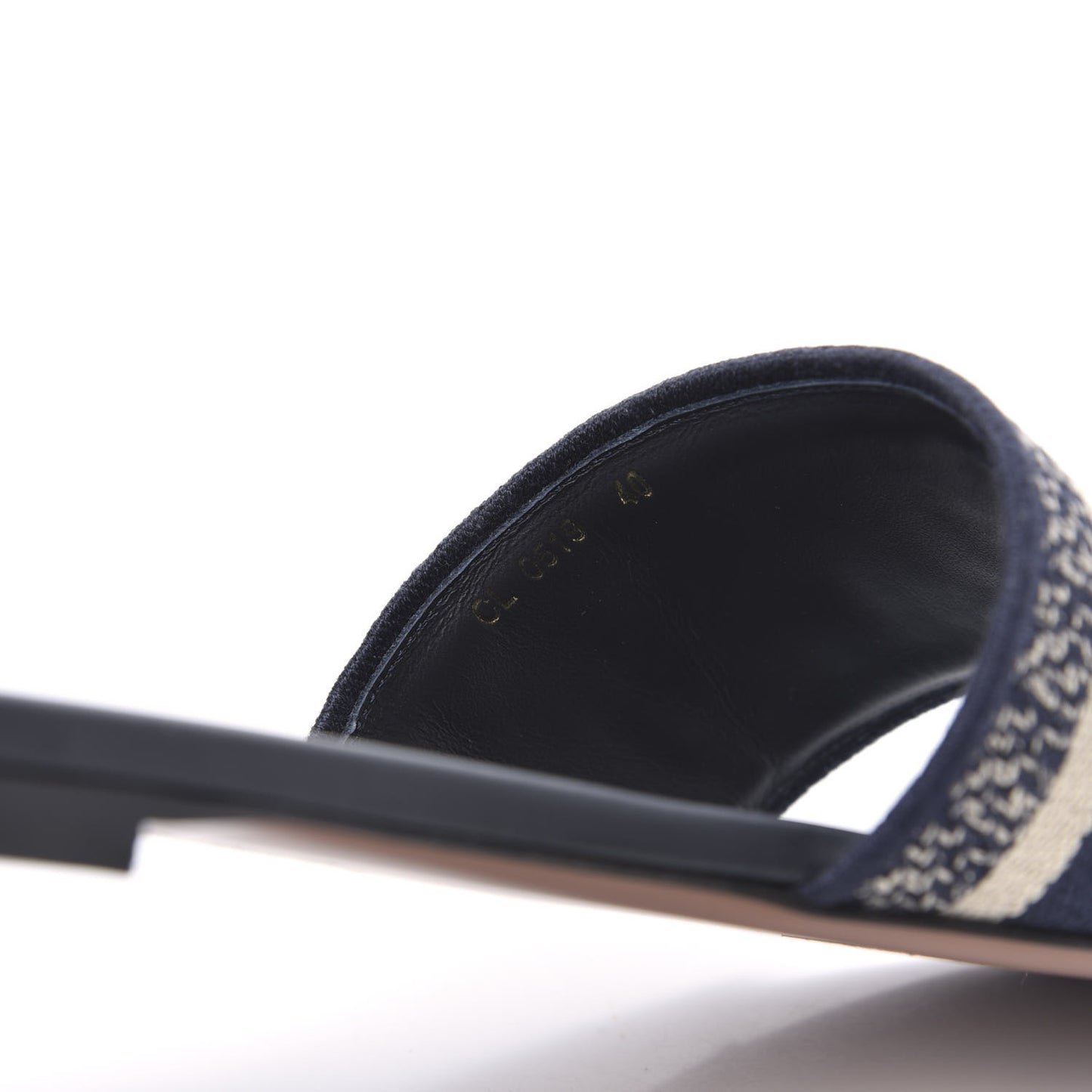 Canvas Embroidered Dway Mules Slide Sandals 40 Deep Blue