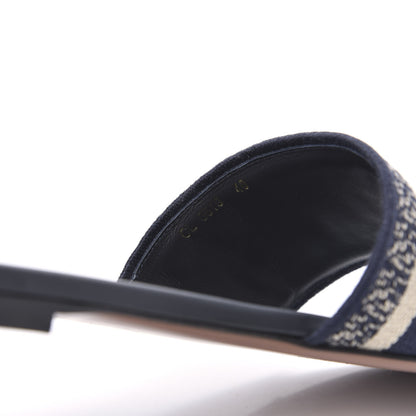 Christian Dior Canvas Embroidered Dway Mules Slide Sandals 40 Deep Blue 8 of 9