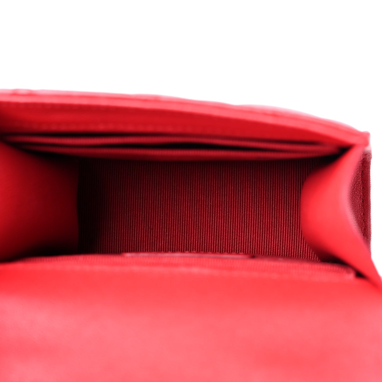 Lambskin Quilted Top Handle Flap Clutch With Chain Red