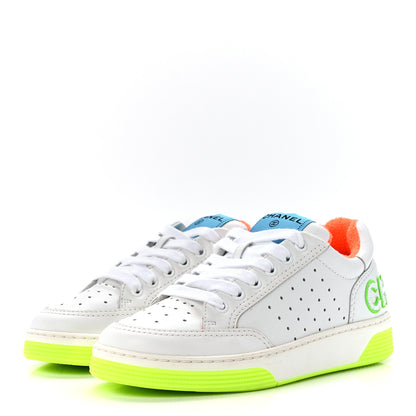 Chanel Calfskin Womens Logo Sneakers 36.5 White Multicolor 3 of 8