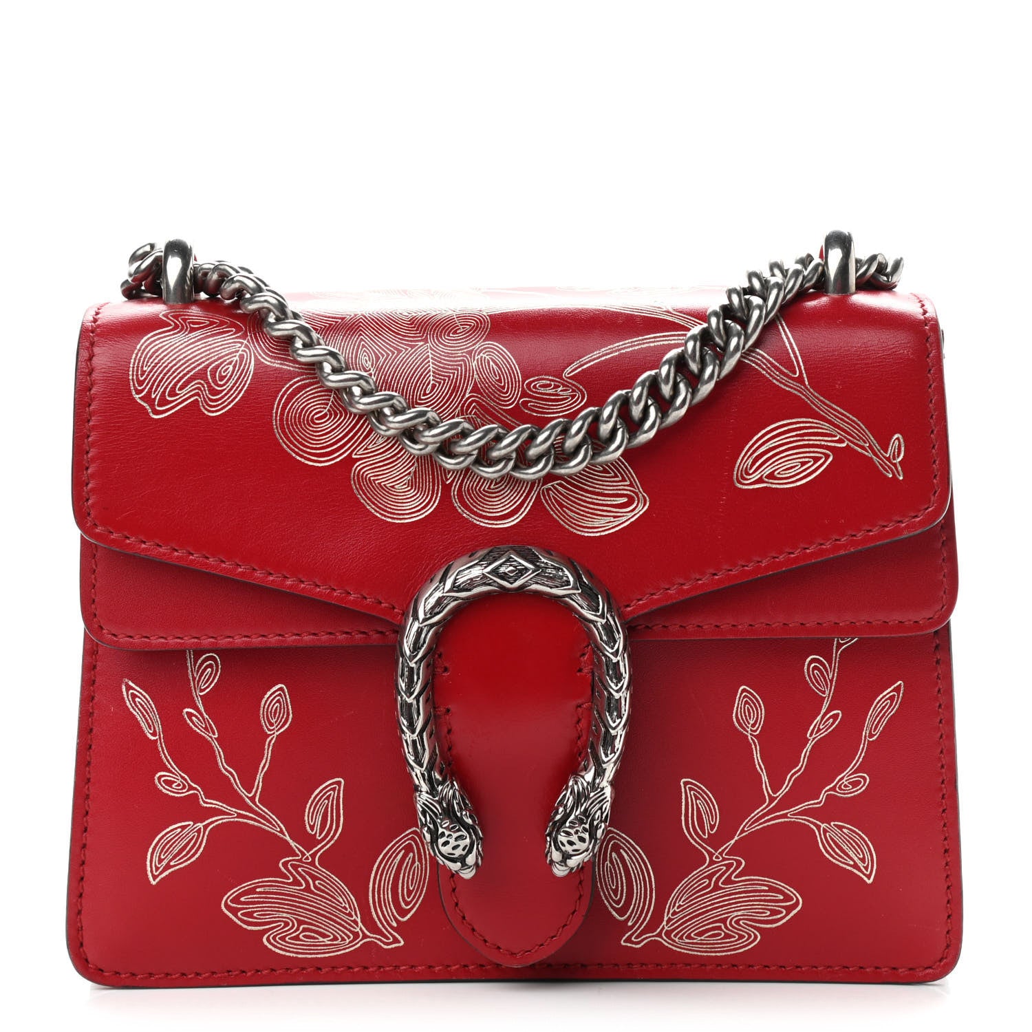 Gucci Calfskin Chinese New Year Mini Dionysus Shoulder Bag Hibiscus Red 1 of 12