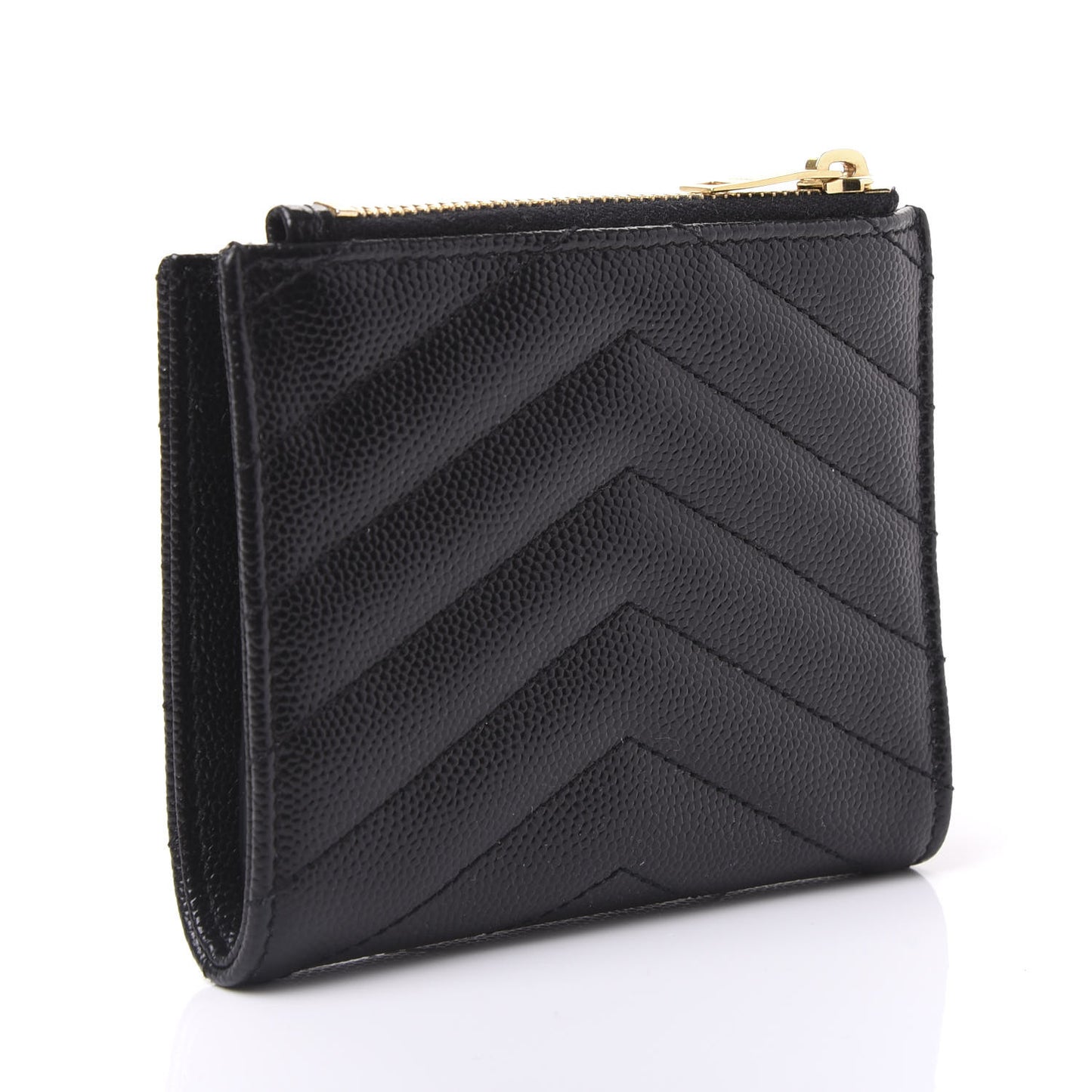 Grain De Poudre Matelasse Chevron Monogram Zipped Card Case Black
