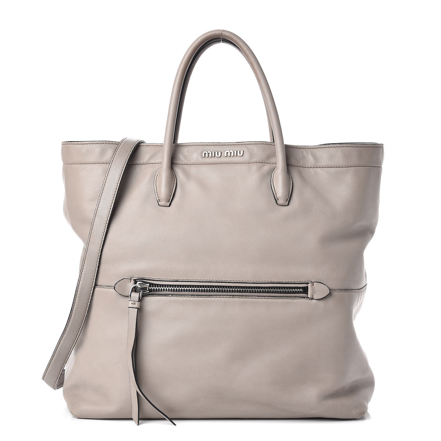 Miu Miu Vitello Soft Calfskin Shopping Tote Fumo 1 of 21