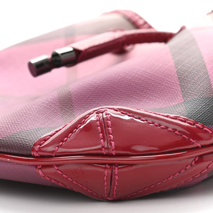 Burberry Patent Trim Gradient Nova Check Drawstring Shoulder Bag Raspberry 6 of 14