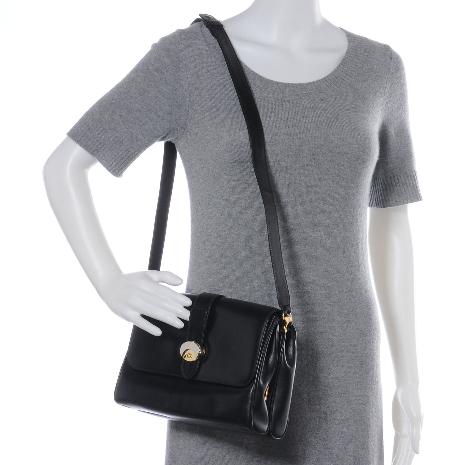 Gucci Leather GG Shoulder Bag Black 2 of 6