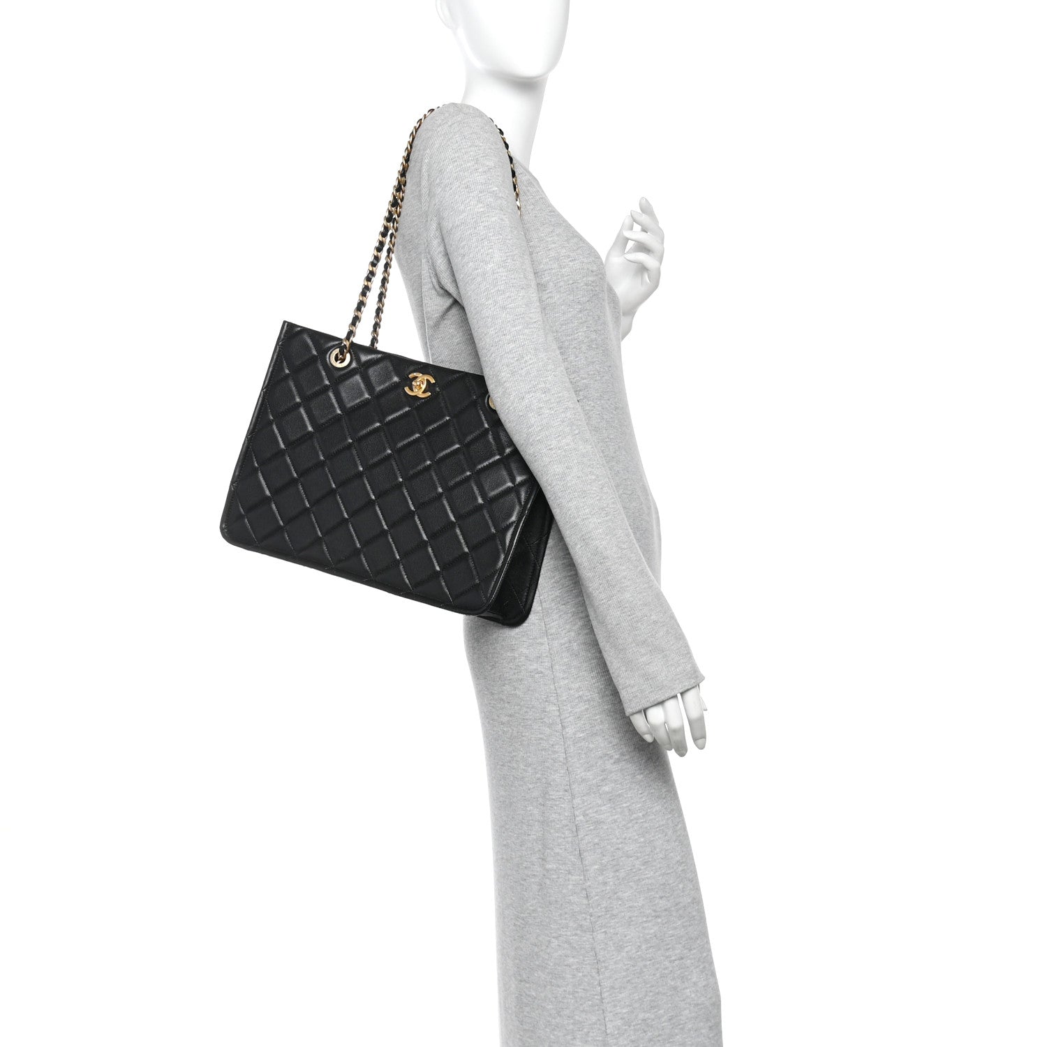 Chanel Caviar Quilted Sweet Classic Shopping Tote Black 2 of 10