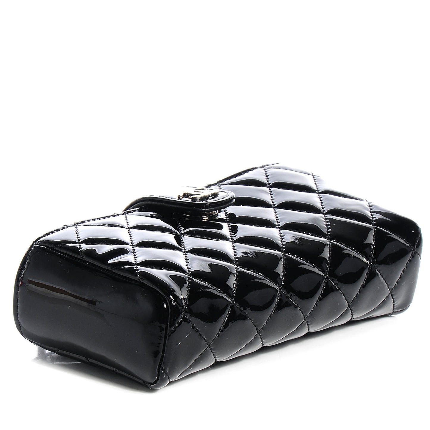 Patent Quilted Mini Phone Clutch Black
