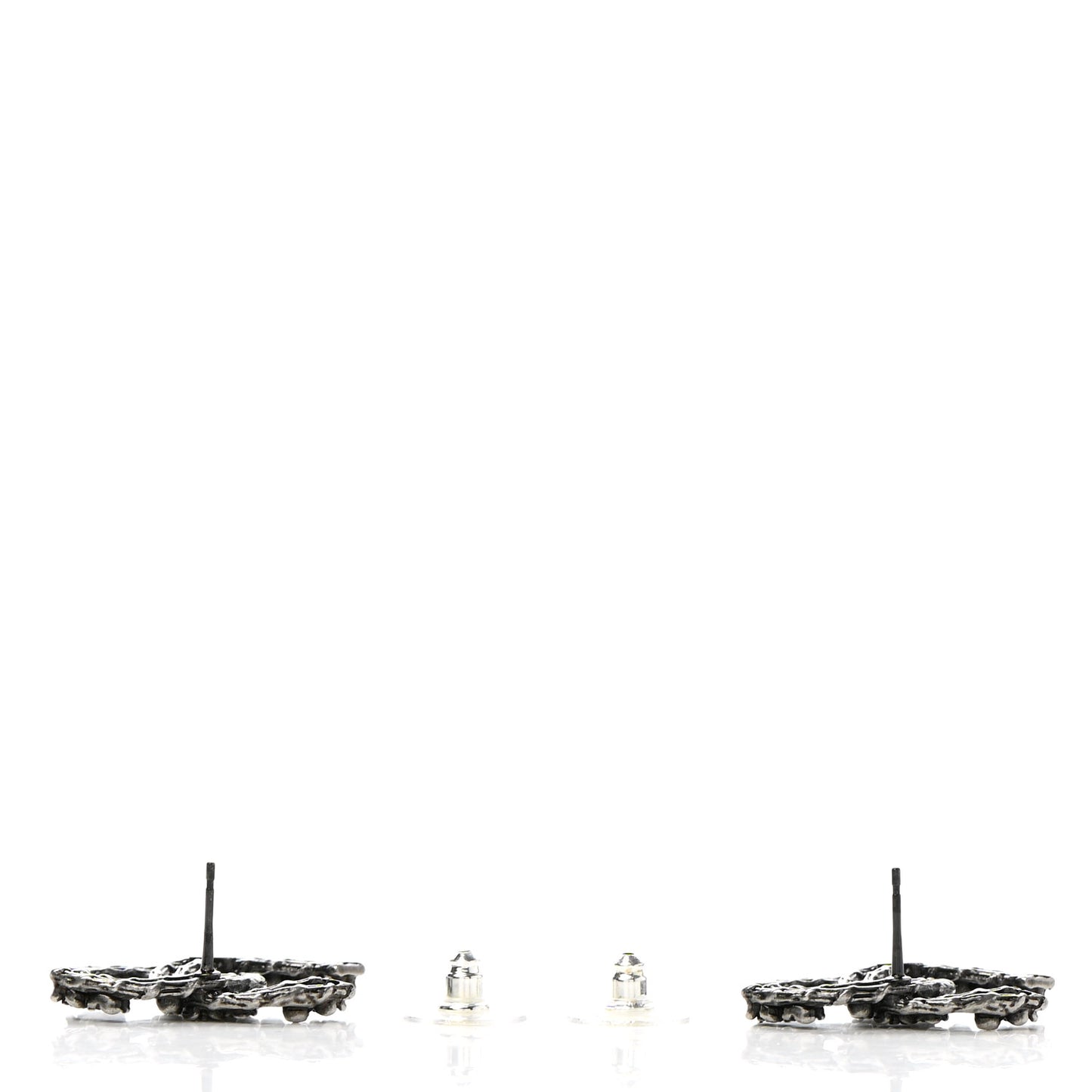 Crystal CC Camellia Earrings Ruthenium