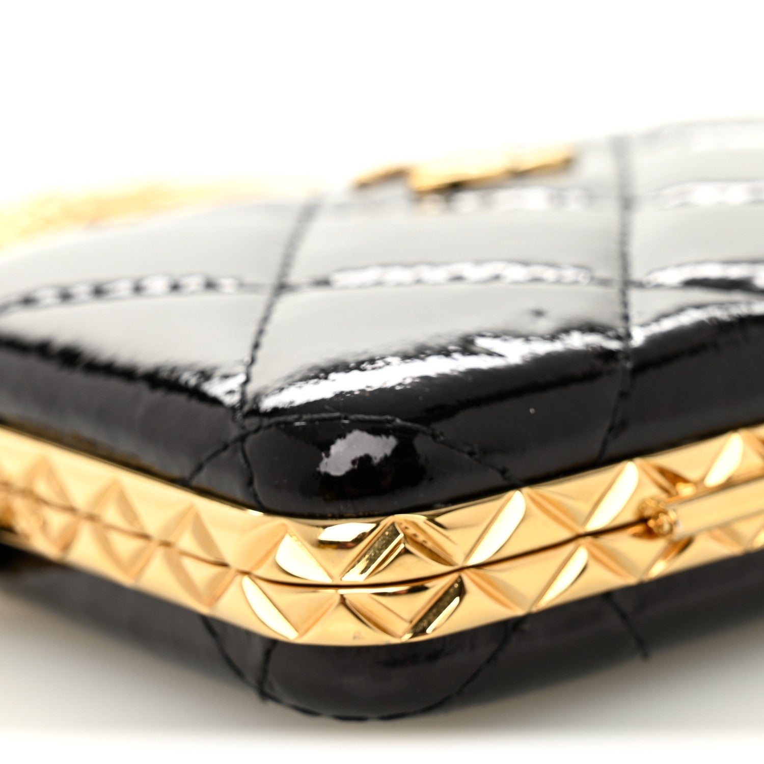Chanel Glazed Goatskin Quilted Small Box With Chain Black 9 of 10