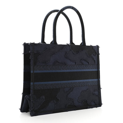 Christian Dior Canvas Embroidered Camouflage Book Tote Blue 3 of 10