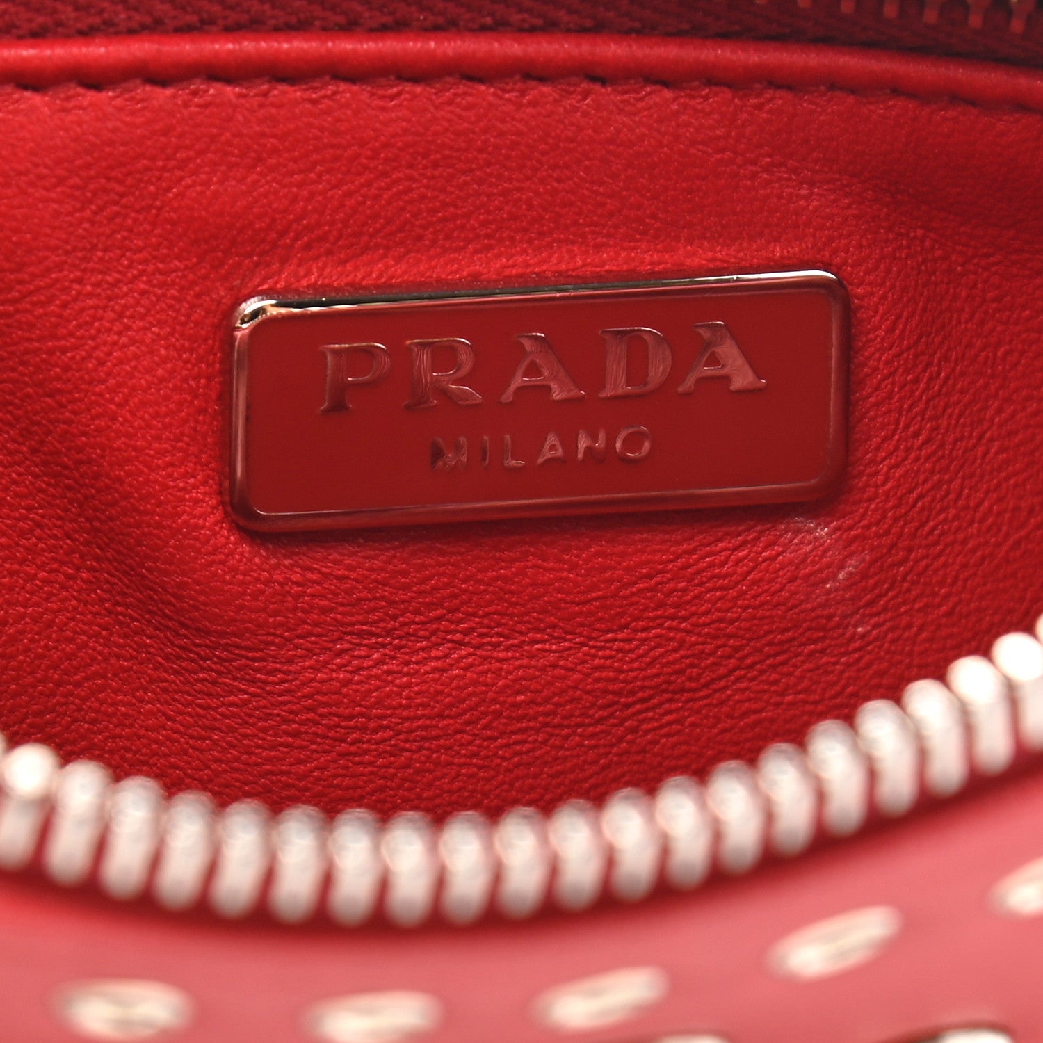 Prada Vitello Vintage Studded Pouch Wristlet Fuoco 6 of 11