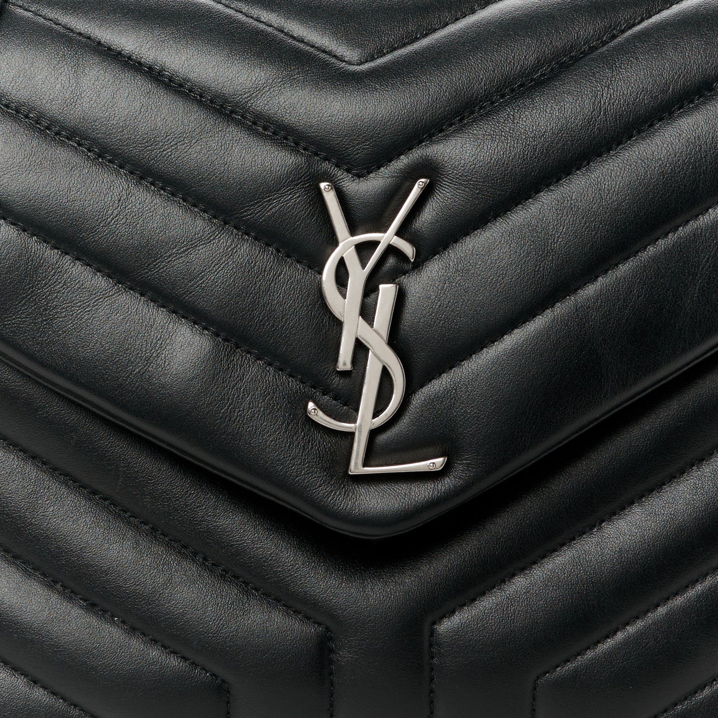 Calfskin Y Quilted Monogram Medium Loulou Chain Satchel Black