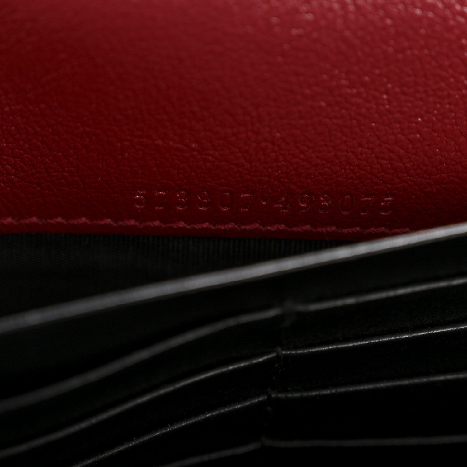Gucci Vintage Effect Calfskin Matelasse Diagonal Torchon GG Marmont Chain Wallet Black Romantic Cherry 7 of 12