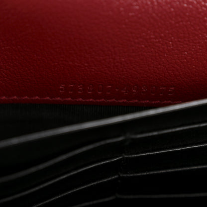 Gucci Vintage Effect Calfskin Matelasse Diagonal Torchon GG Marmont Chain Wallet Black Romantic Cherry 7 of 12
