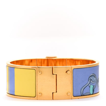 Hermes Enamel Printed Charniere Wide Hinged Bracelet S 5 of 11