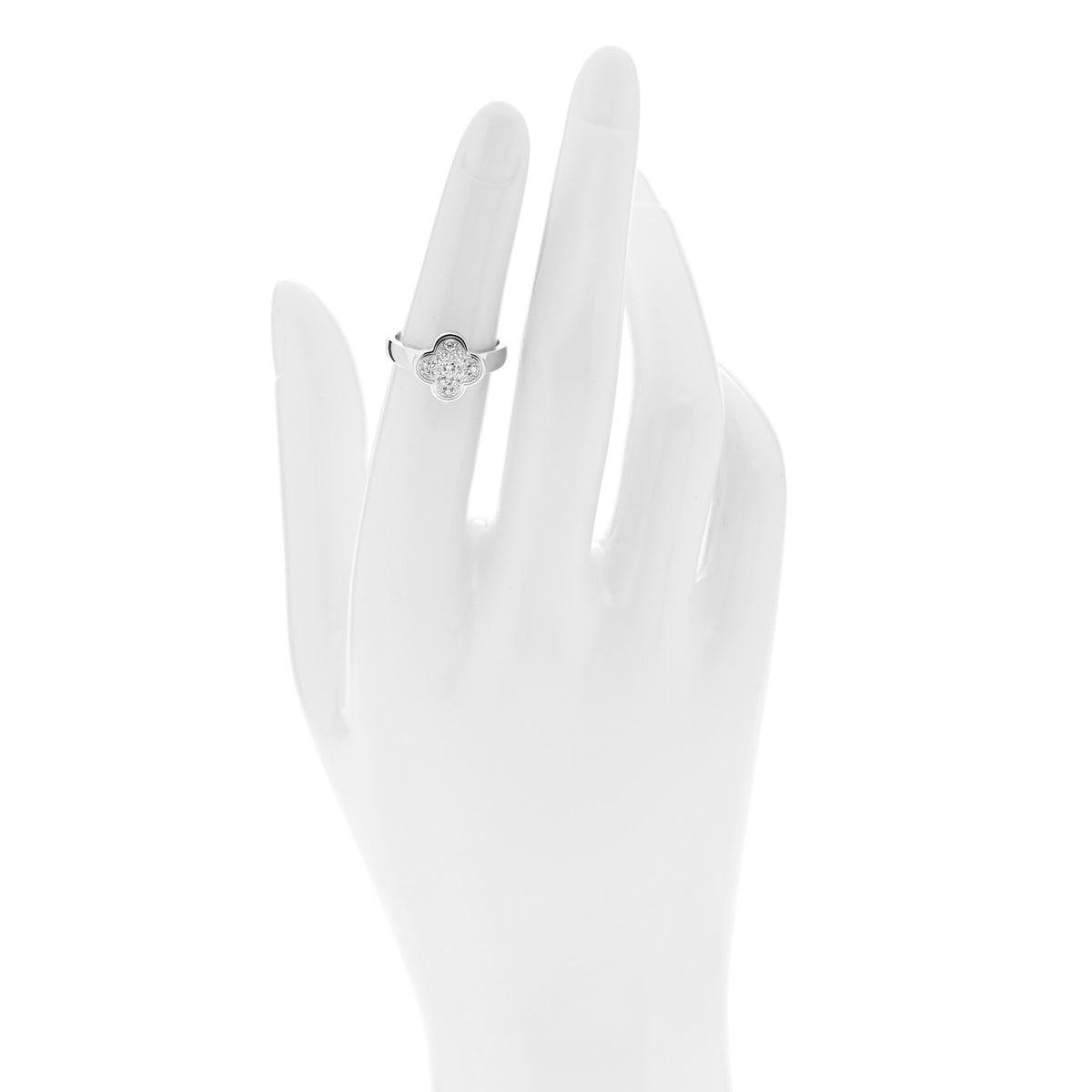 18K White Gold Diamond Pure Alhambra Ring 49 4.75