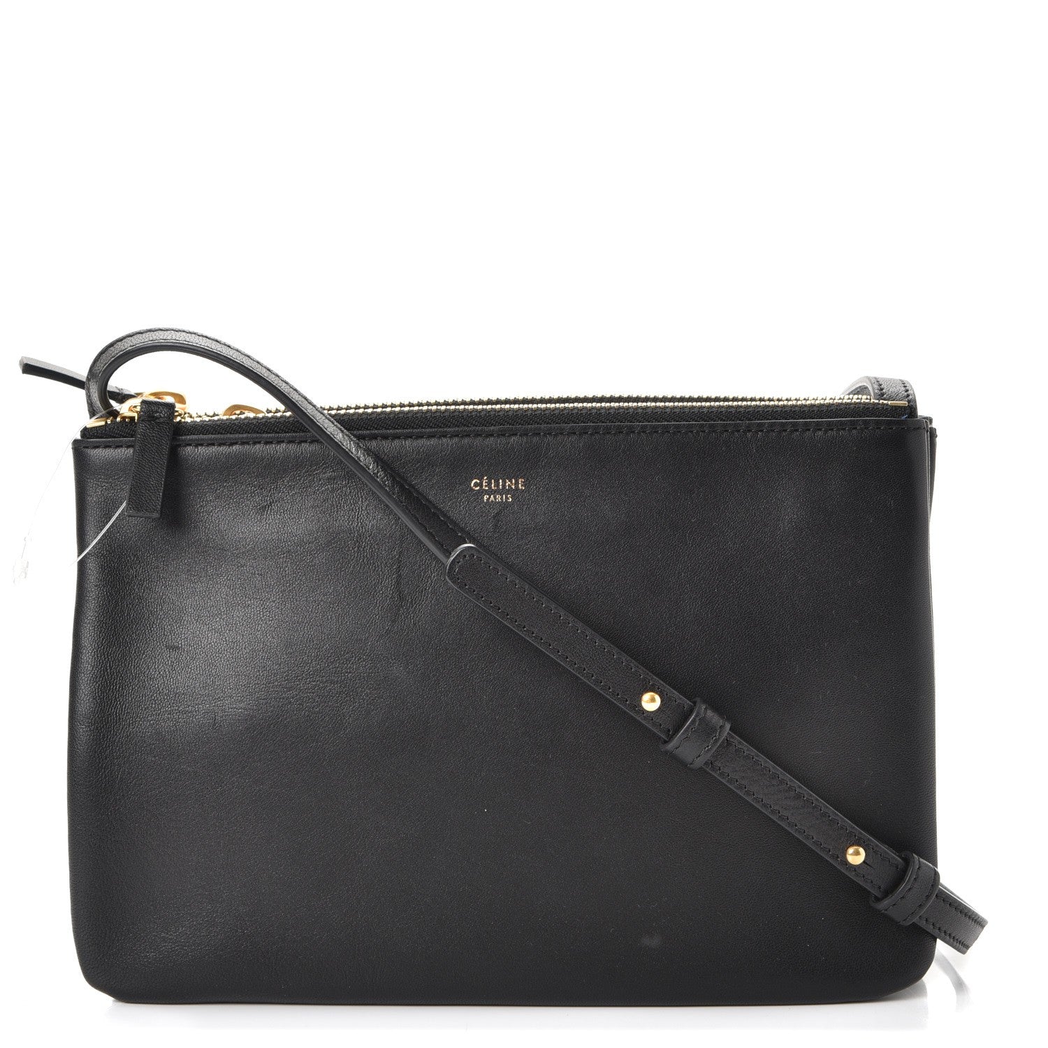 Celine Lambskin Small Trio Crossbody Bag Black 1 of 9