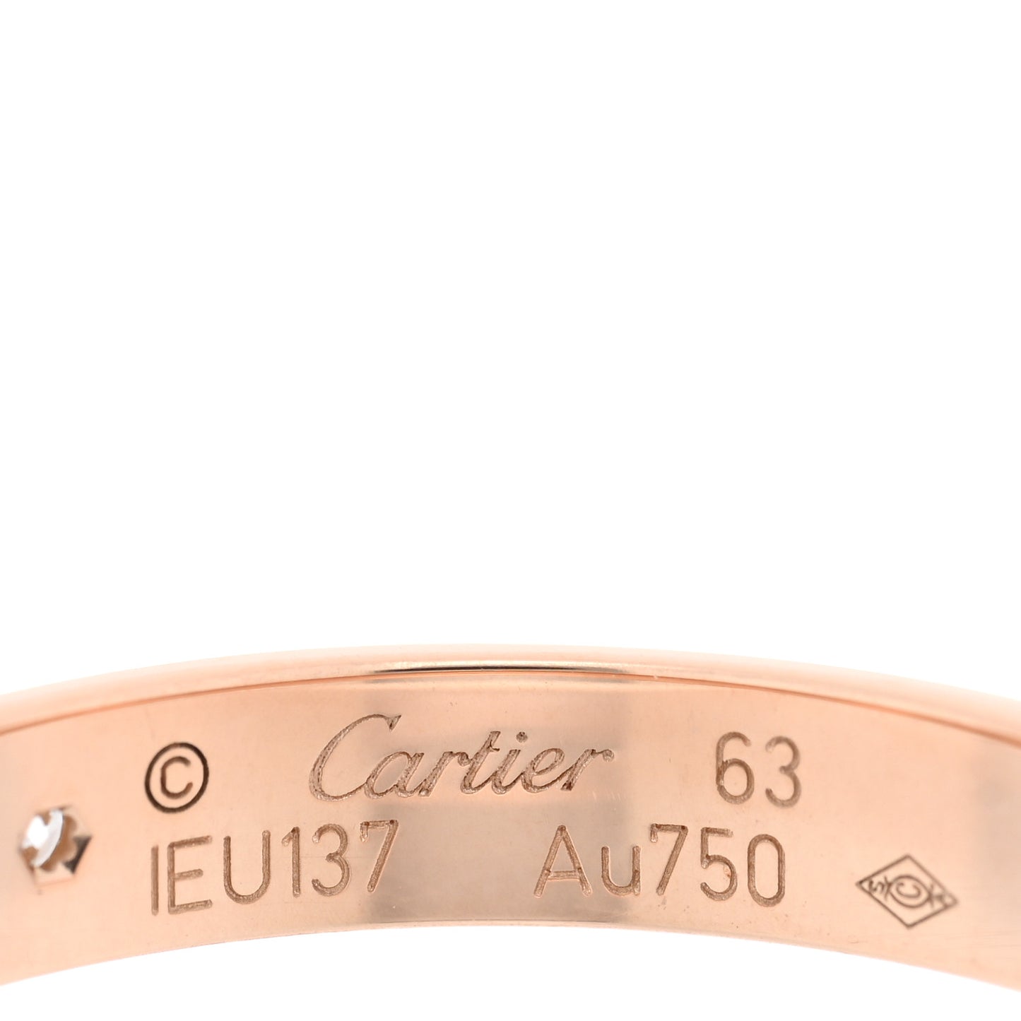 18K Pink Gold Diamond 4mm LOVE Wedding Band Ring 63 10.25