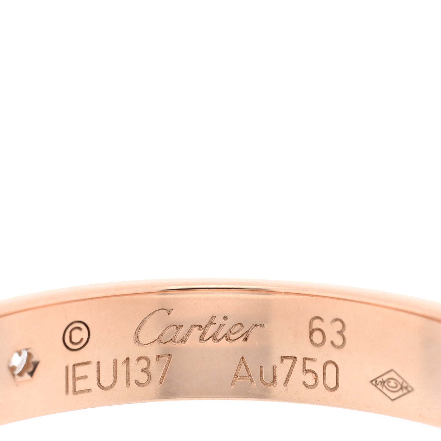 Cartier 18K Pink Gold Diamond 4mm LOVE Wedding Band Ring 63 10.25 4 of 4