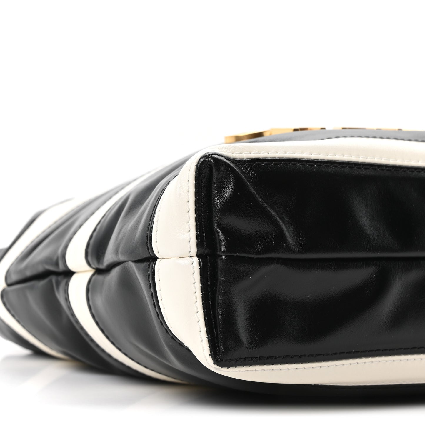 Shiny Calfskin Striped Mini Chanel 22 Black White