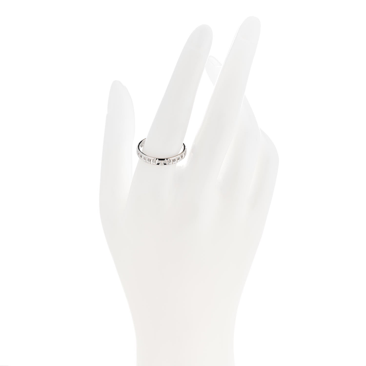 Tiffany 18K White Gold Narrow T True Band Ring 60 9 2 of 5
