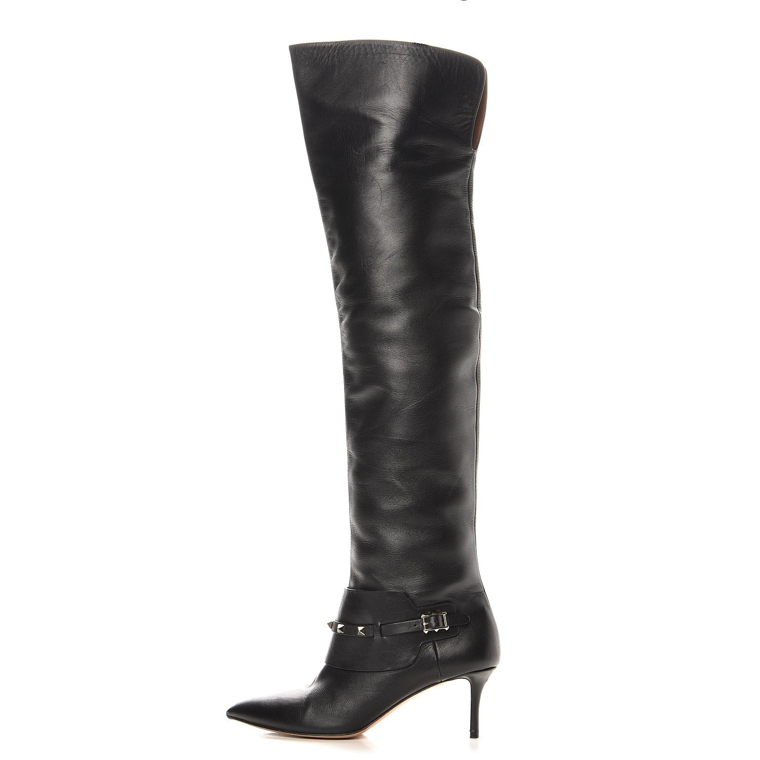 Valentino Garavani Calfskin Rockstud Over The Knee Boots 40.5 Black 1 of 11