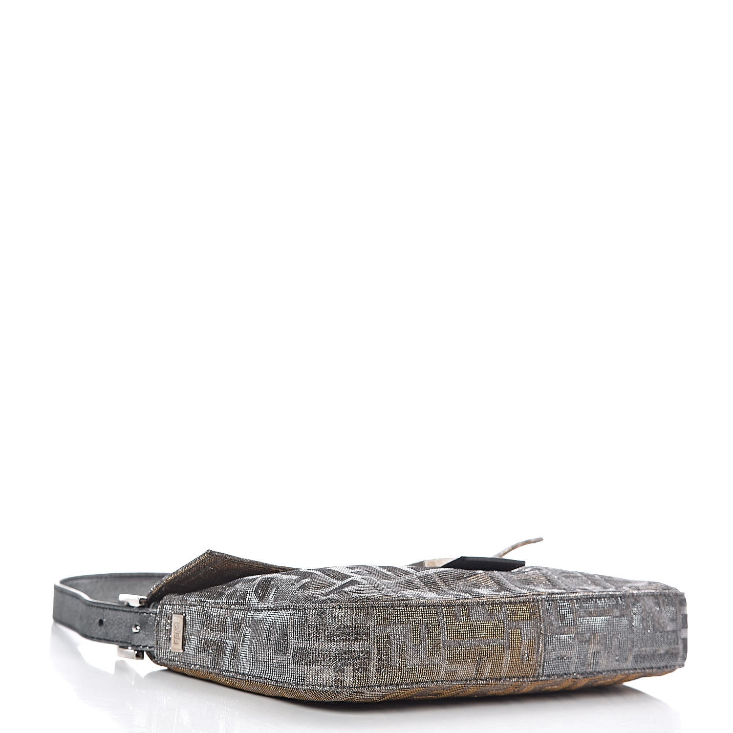 Fendi Metallic Lurex Zucca Vitello Baguette Oro Argento 4 of 10