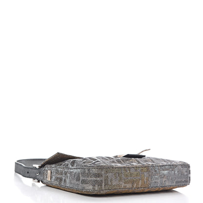 Fendi Metallic Lurex Zucca Vitello Baguette Oro Argento 4 of 10