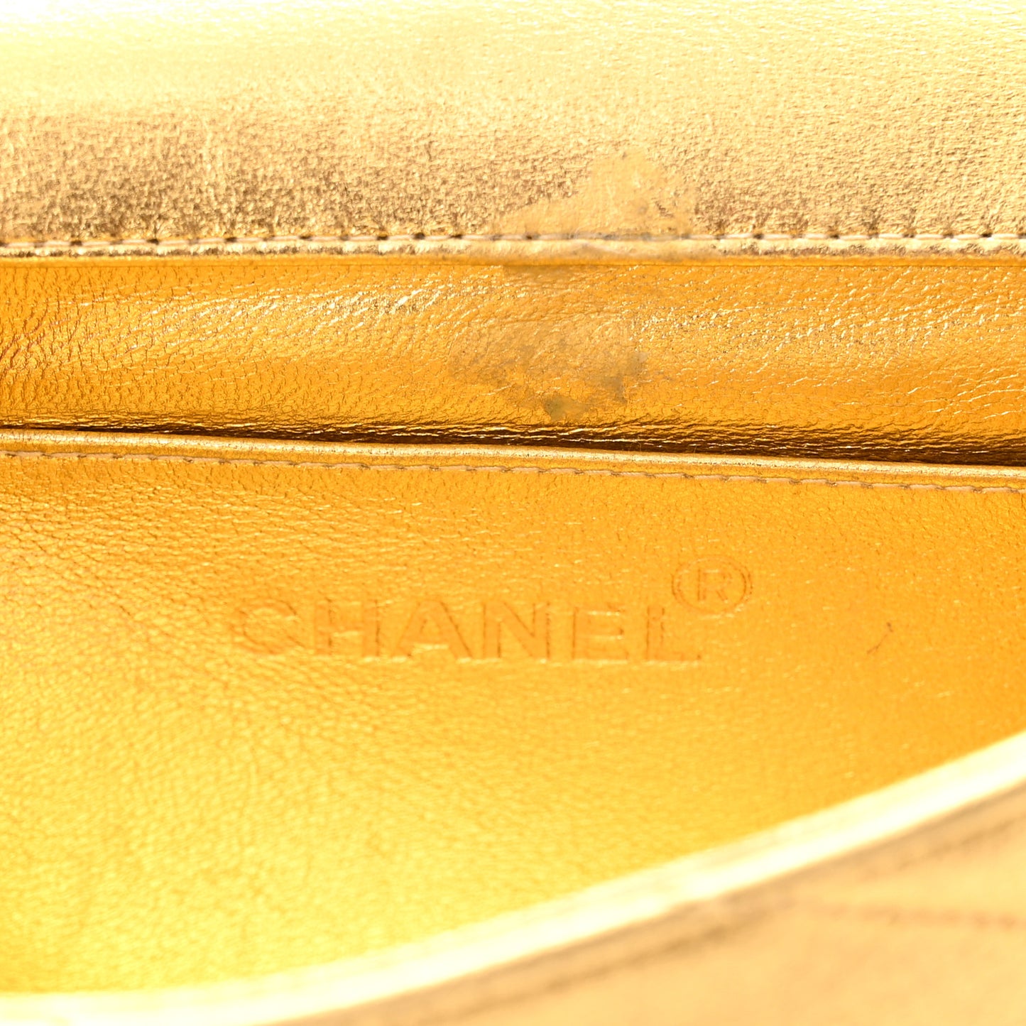 Metallic Lambskin Crystal Chevron Chain Clutch Gold
