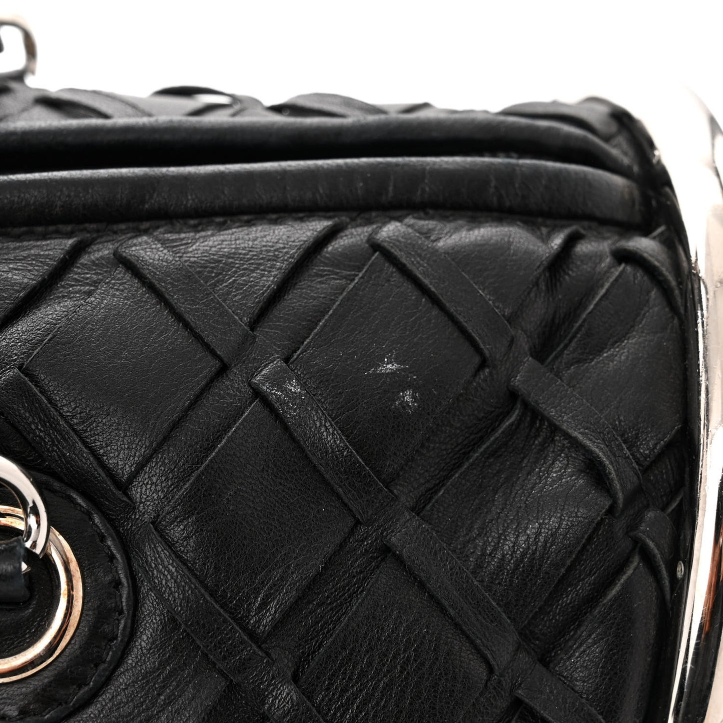 Lambskin Woven Medium Ultimate Soft Sombrero Bag Black