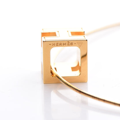 Hermes Gold Lacquered Cage d'H Pendant Necklace Bleu Electrique 5 of 9