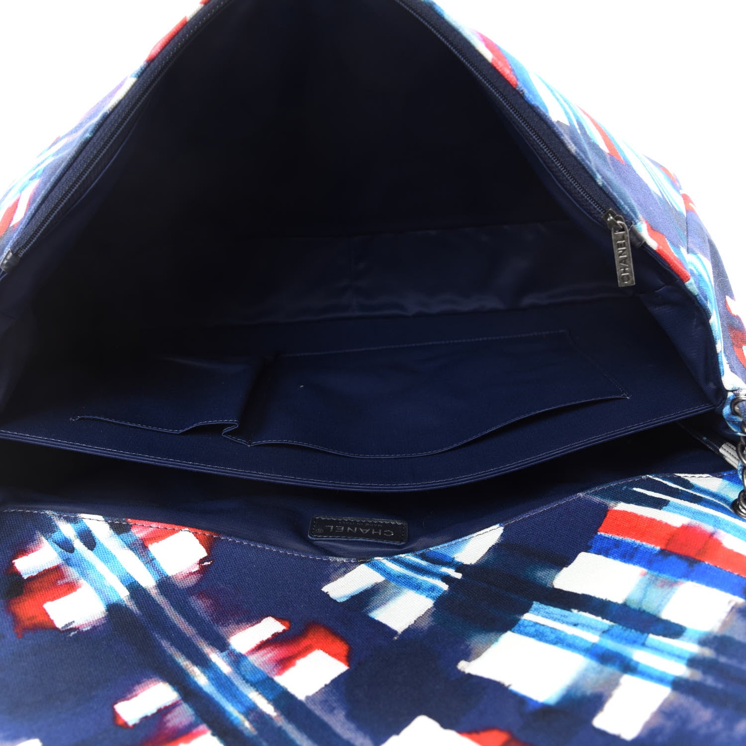 Chanel Canvas Airline Printed XXL Travel Flap Bag Blue Red White 5 of 10