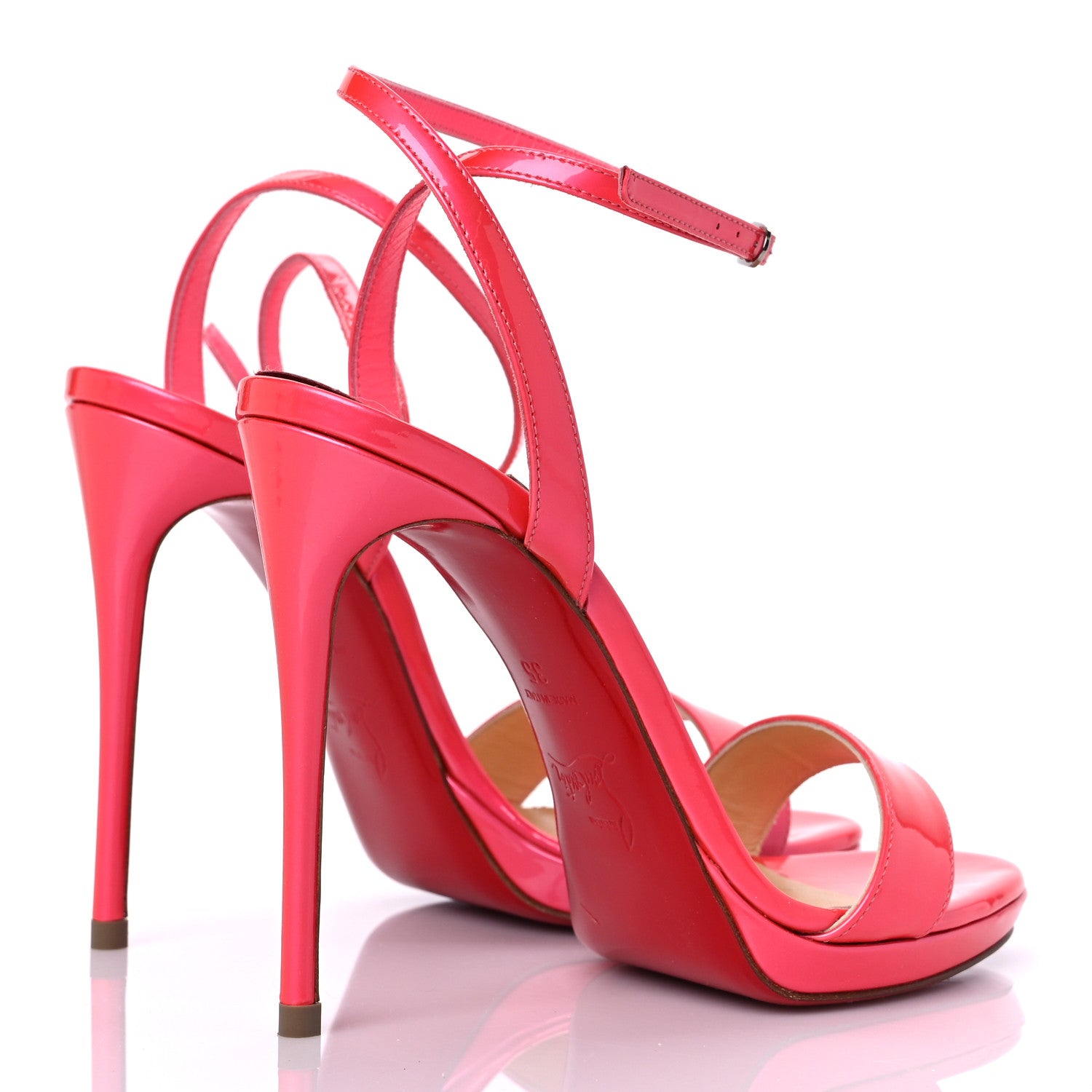 Christian Louboutin Patent Loubi Queen 120 Strap Sandals 35 Pink 3 of 12