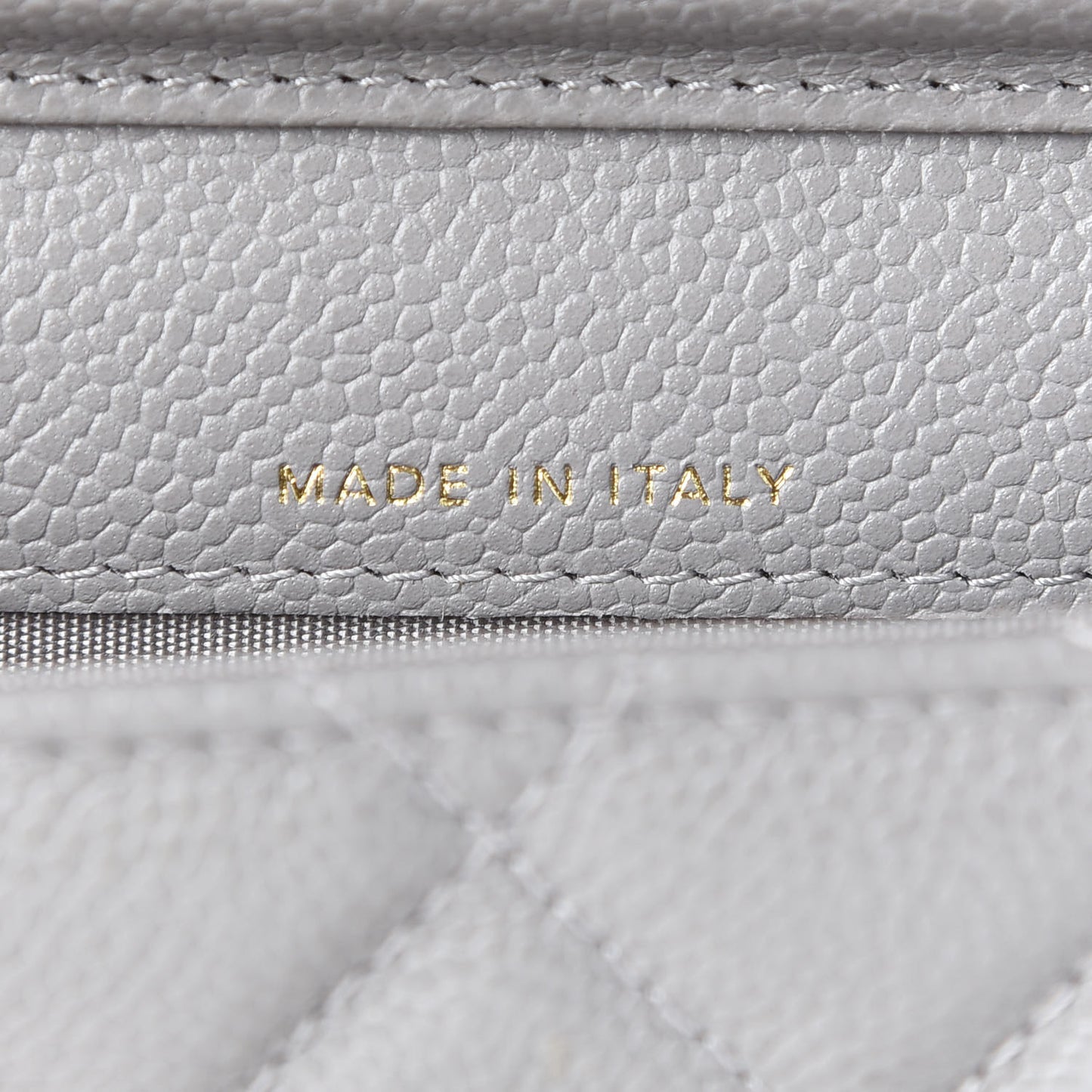 Caviar Quilted Miss Coco Clutch With Chain Grey